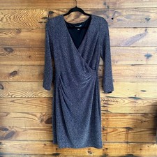 LAUREN RALPH LAUREN Black Stretch Metallic Knee Length Cocktail Dress 10