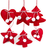 WeihnachtsanhäNger Filz, 6 StüCk: AnhäNger Stern, Tannenbaum & Herz, Geschenkanh