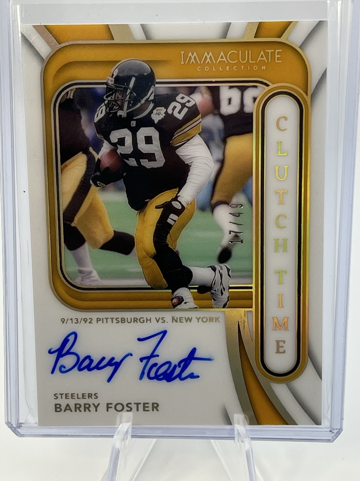 2024 Immaculate Football Barry Foster Clutch Time Auto /49 Pittsburgh Steelers
