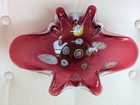 Murano Fratelli Toso Cranberry Millefiori Butterfly Art Glass Bowl Ashtray 11" — photo 1