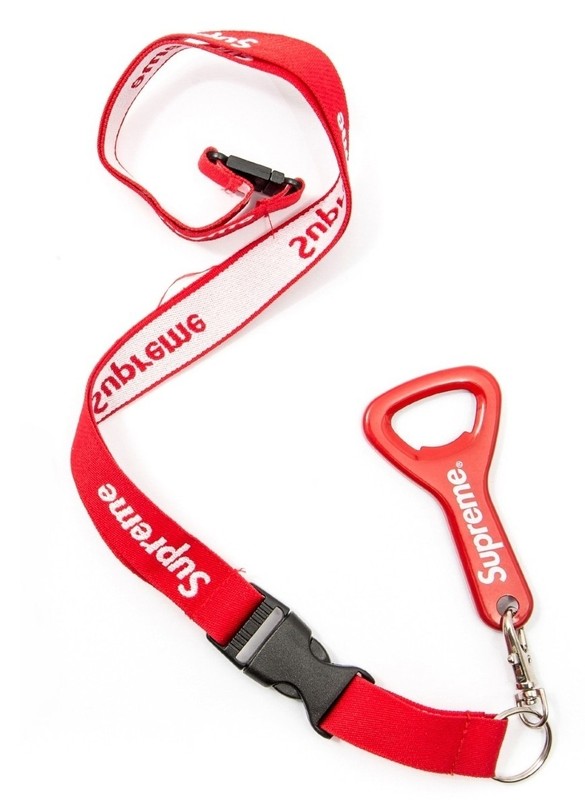 RARE Supreme Red Lanyard with Metal Bottle Opener Keychain Box Logo Accent SS14