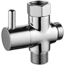 Chrome Shower Diverter Valve Bathroom Water Flow Connector Adapter Tap Splitter