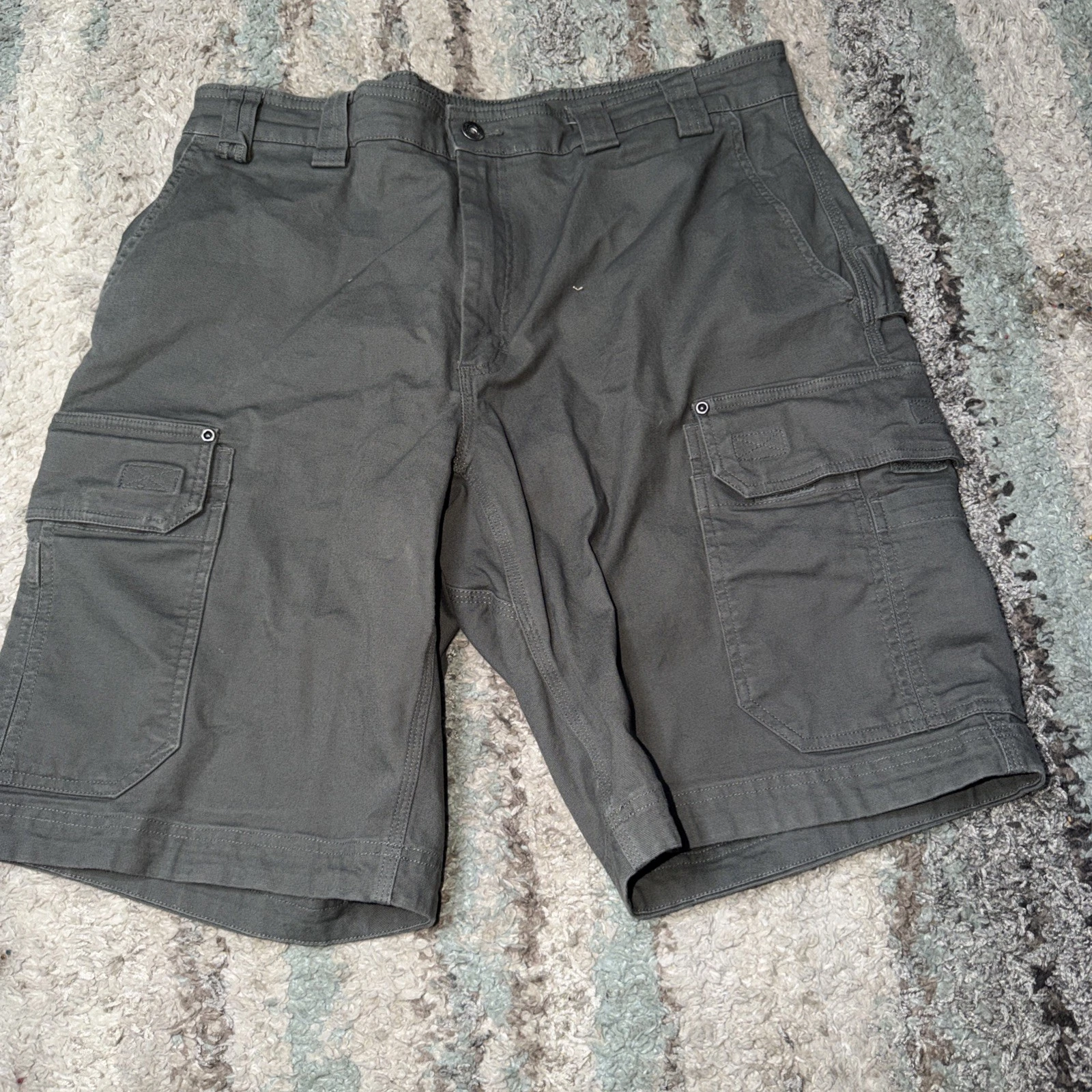 Duluth Trading Flex Fire Hose Shorts Mens 38 Brown Canvas Stretch Work Casual