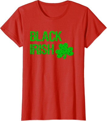 Black Irish St. Patrick's Day Bright Green Logo Ladies' Crewneck T-Shirt