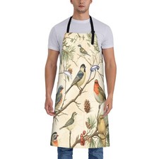 28x33 Inch Rustic Watercolor Birds Print Cooking Chef Apron With 2 Pockets