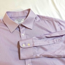 Charles Tyrwhitt long sleeve cotton dress shirt 17/35 non iron slim fit purple