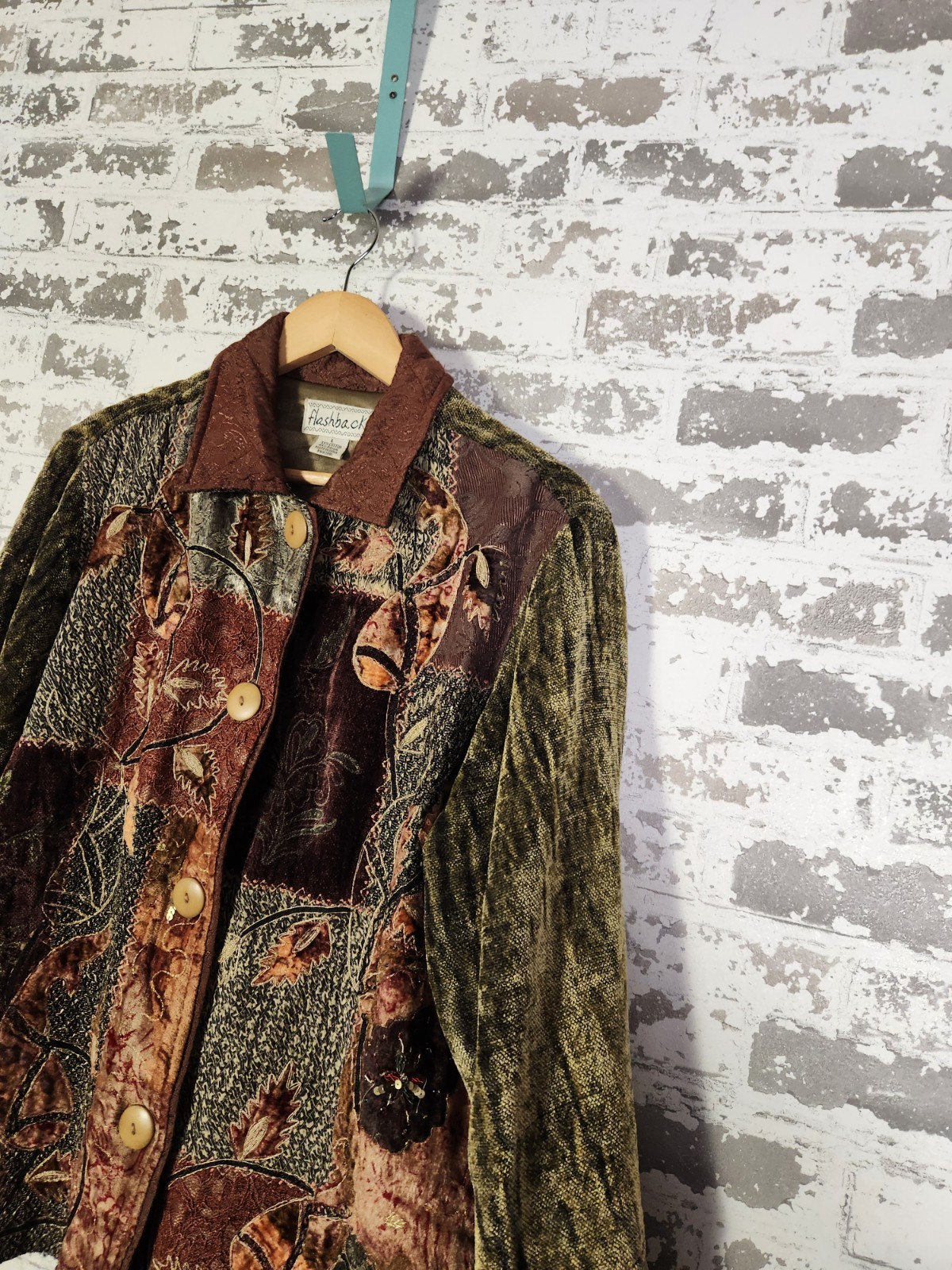 Vintage Flashback Patchwork Boho Jacket Size Larg… - image 6