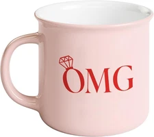 Sweet Water Decor OMG Coffee Mug - 11oz 11 Ounces, Light Pink with Red Text 