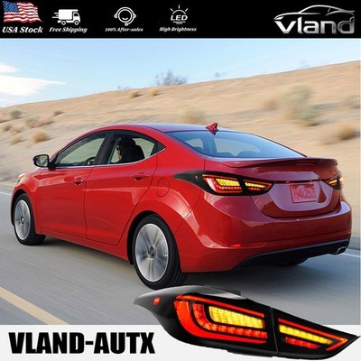 VLAND LED Smoke TailLights For 2011-2016 Hyundai Elantra Sedan 4-Dr W/Sequential