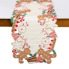 Gingerbread Table Runner Christmas Decorations Candy Cane 36 inches Long for ...