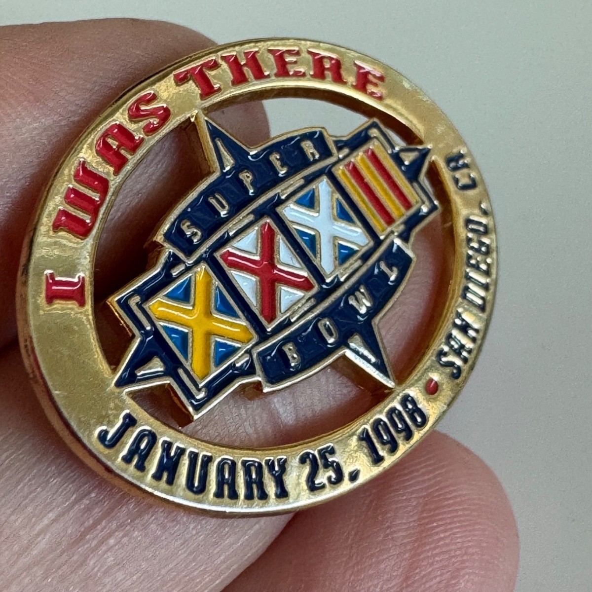 Vintage Super Bowl XXXII Pin I Was There Jan 25 1998 San Diego NFL