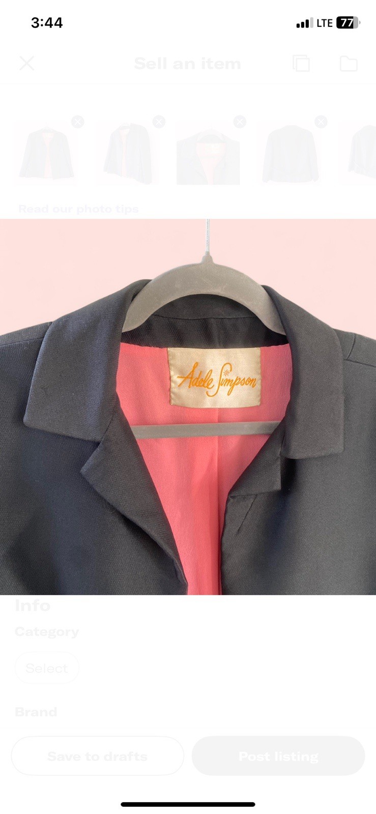 Adele Simpson Short Flare Trapeze Swing Jacket VT… - image 3