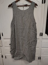Quince 100% Linen Sleeveless Black White Gingham Dress Womens XLARGE