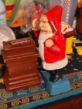 ancienne banque à monnaie mécanique Père Noël années 80, fonte