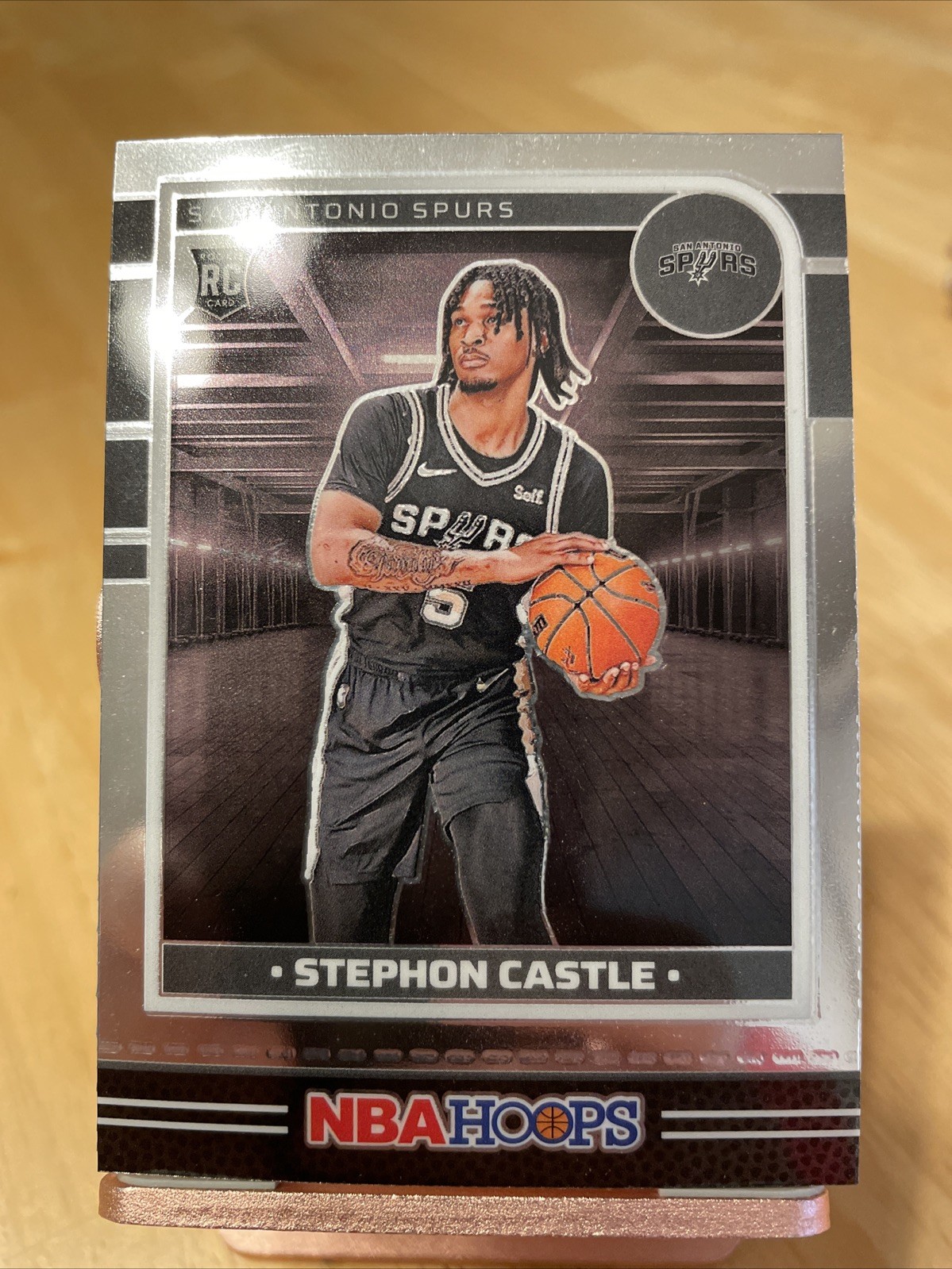 2024-25 NBA Hoops #234 Stephon Castle Premium Silver RC Rookie Spurs