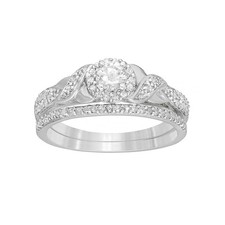 10K White Gold Engagement Ring Round White Diamonds Jewelry for Women Size 9