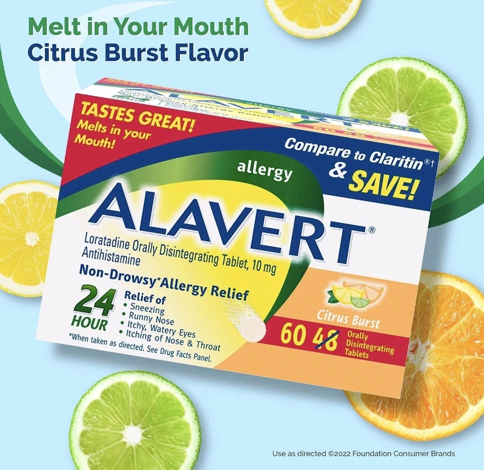 Tableta de tratamiento de alergias a ráfagas de cítricos Alavert 24 horas - 60 unidades caducan 12/2025 Foto 4 de 4