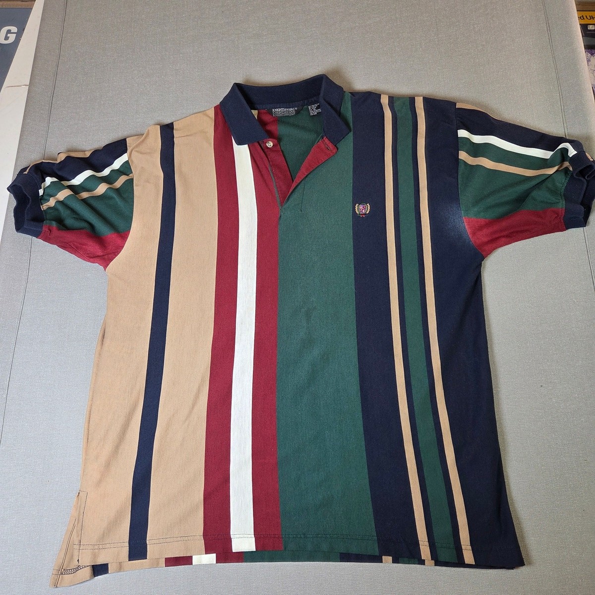 Knightsbridge Striped Polo Shirt XL Embroidered Crest Short Sleeve