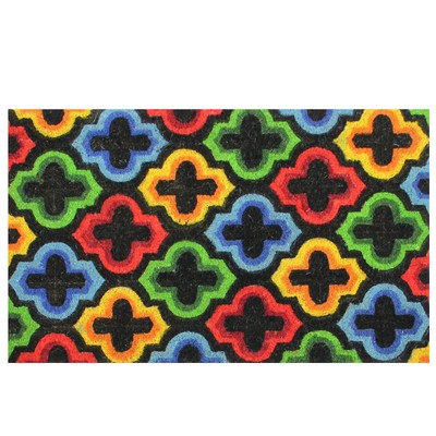 Northlight Multi-Color Retro Coir Outdoor Rectangular Door Mat 29.5'' x 17.75.5''