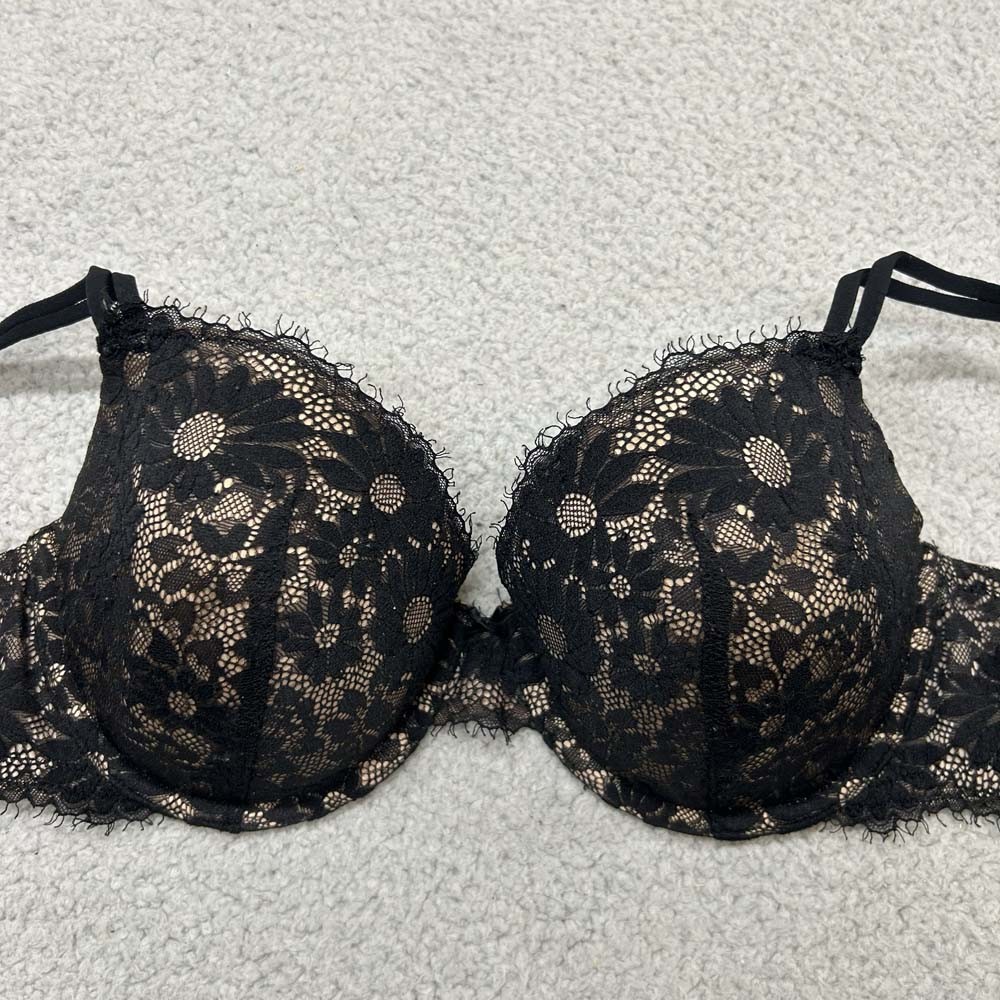 Aerie Bra 38D Demi Real Happy Demi Black LAce American Eagle Outfitters