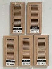 Lot of 5 Accord Brand Red Oak Floor Registers w Metal Vents Ducts 4” x  12” NEW