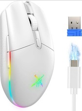 TECKNET Wireless Gaming Mouse, 8000 DPI, RGB Lighting,  WHITE