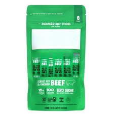Grass-Fed and Finished Jalape o Beef Jerky Snack Sticks,10g of Protein 8 Count