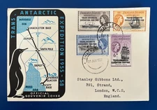 Falkland Islands Dependencies TRANS ANTARCTIC EXPEDITION cachet cover 1L34-37