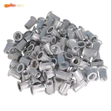 New 100 × M6 Metric Aluminum Rivet Nut Flat Head Threaded Insert Nutsert