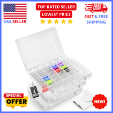 Clear Organizer Box 4-Pack   36 Slot Storage Case w/ Removable Dividers