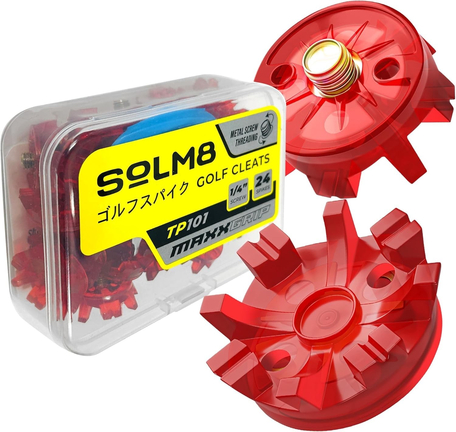 Golf Shoe Spikes Replacement Metal Screw Threading ¼ Inch 24 Pcs with Spanner