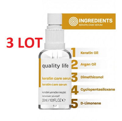 3x Quality Life Keratin Hair Serum Argan Oil Repair Dry Damaged Frizzy Hair 30ml