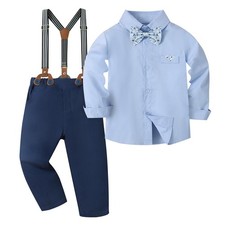 Toddler Boy Suit Set with Suspenders Bow Tie, Formal Wedding and Christmas O...