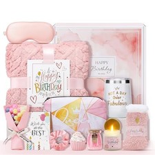 Birthday Gifts for Women, 13PCS Unique Happy Birthday Gifts Basket Pink-Rose