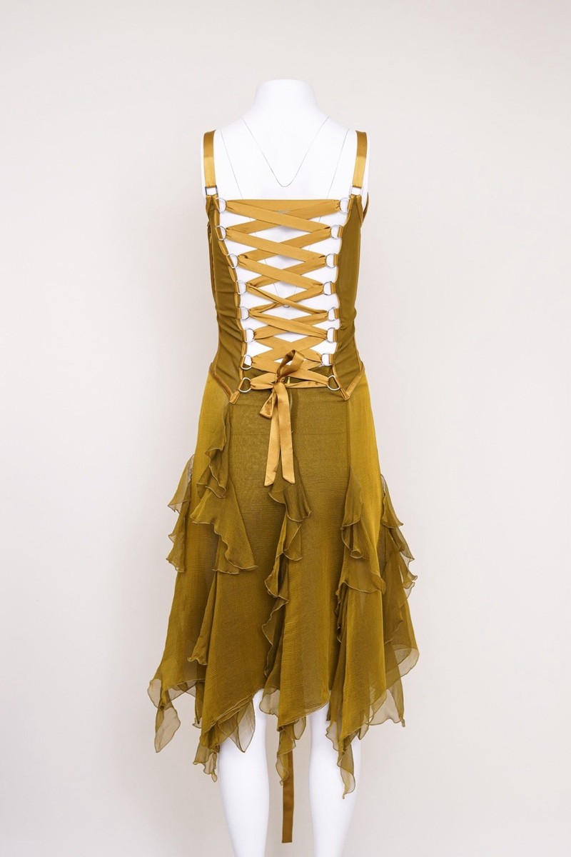 Versace Corseted Olive Green Dress Versace Corseted Olive Green Dress