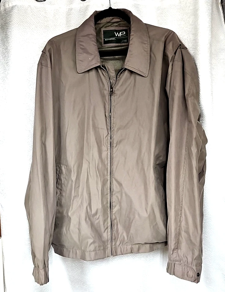 WP Weatherproof Gray Bomber Jacket Men’s XL Zip Front Windbreaker Extra Large