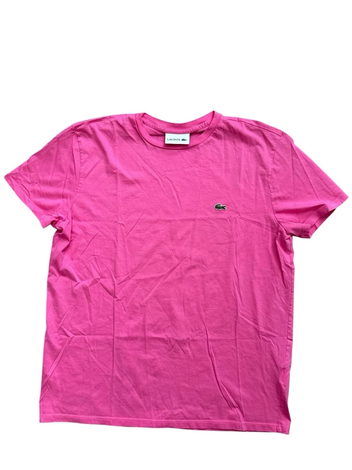 Camiseta rosa para mujer Lacoste talla grande algodón Pima logotipo de caimán preppy informal Foto 3 de 4