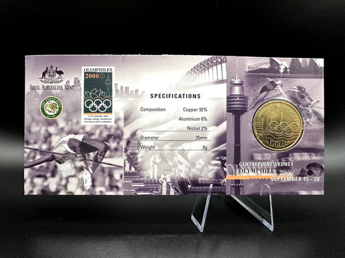2000 $1 Olymphilex "Sydney" Edge Lettered Coin Card One Dollar RAM UNC