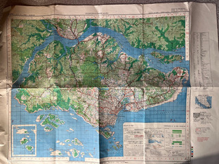 MAP SINGAPORE MALAYA JOHORE BAHRU 4th Ed. 1950 1 inch to 1 mile 32.5"x25"