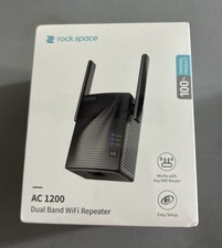 Rock Space AC1200 Dual Band WiFi Repeater with Access Ethernet Port - Black New