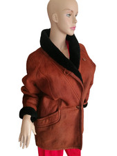Damen Jacke Gr. M/L Lammfell Unisex Vintage Wildleder Lammfell Braun Taschen