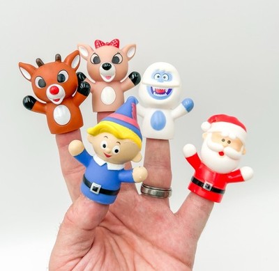 Rudolph Red Nosed Reindeer Finger Puppets Bumble Hermey Santa Clarice Set