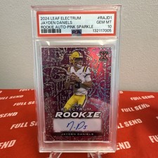 2024 PSA 10 1/4 Leaf Electrum Rookie Auto Jayden Daniels Pink Sparkle JD5