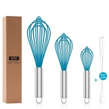 OYV Silicone Whisk,Heat Resistant 480&deg;F Whisks For 3&times;12, Premium(Blue Pack)