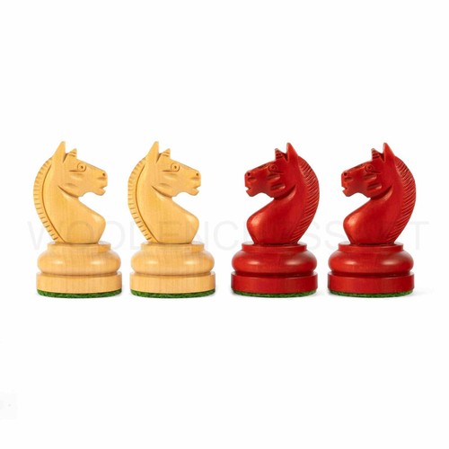 3.5” Vintage 1930 German Knubell Reproduction Chess Pieces in Stained Crimson - Picture 6 of 7