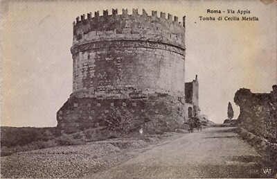 Vintage Postcard Rome Via Appia Tomba di Cecilia Metala Rome Italy BW horse bugy