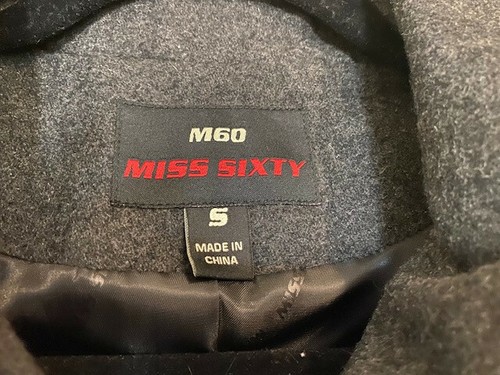 Miss Sixty Charcoal Double Breasted Wool Blend Trench Coat Size Small - Picture 7 of 12