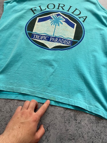 Camiseta sin mangas vintage Florida Tropic Paradise años 90 hecha en EE. UU. - Imagen 9 de 9