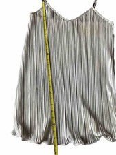 Urban Outfitters Short Slip Dress  Medium Adj. Straps Silver Threaded On White