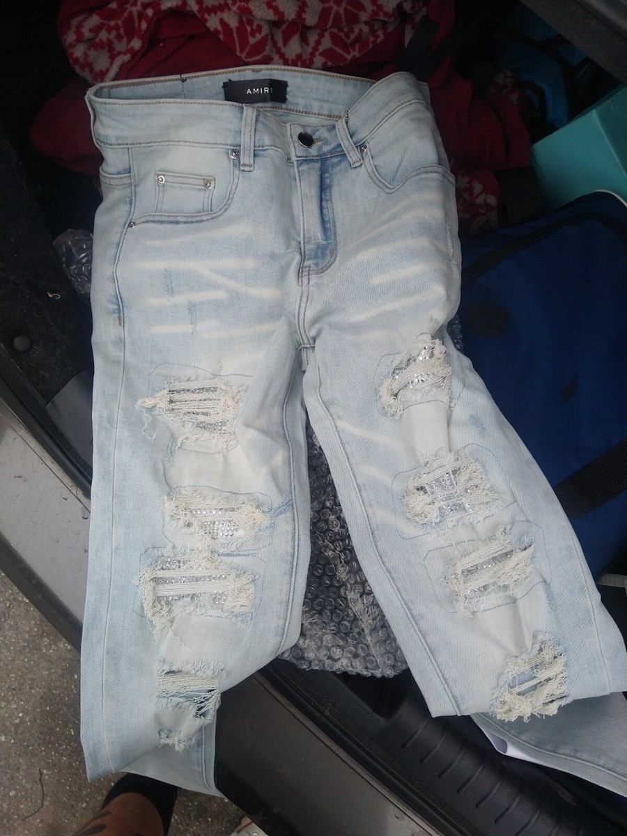 AMIRI indigo Crystal thrasher jeans (never worn) | eBay
